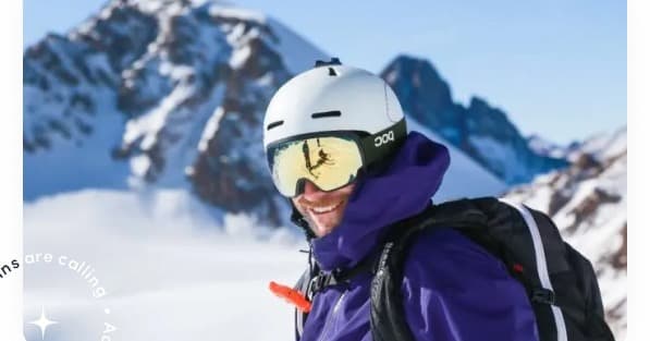Heli-ski guide in alpine terrain