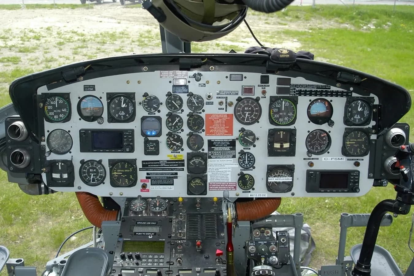 The cockpit inside a Bell 205A-1