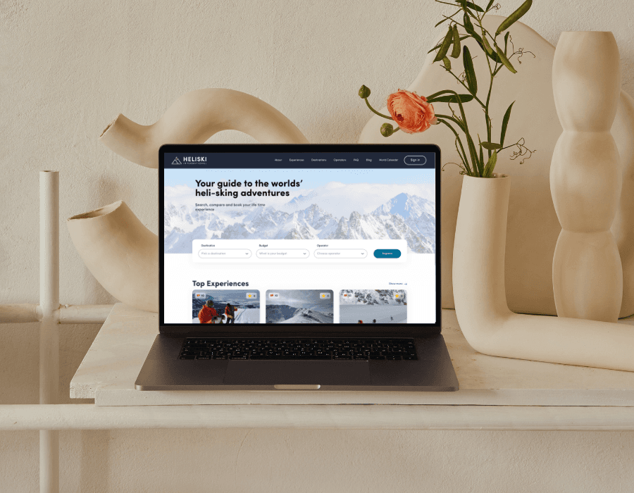 Heliski International Website in a cozy background